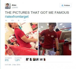 Alex Lee can owe his overnight fame to these photos taken of him while he was bagging groceries at his job at Target.