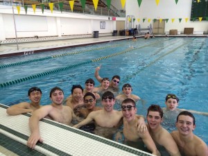 The boys swim team is all smiles as they compete in the Glenbrook North Invite