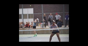 Power duet Priya Gupta and Gaby Kaminski playing in a doubles match.