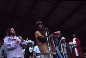 Richard Gross performs a skit with his teammates.